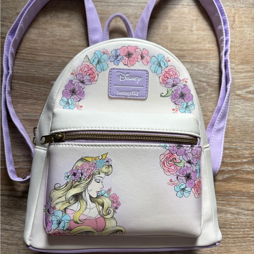 Disney Loungefly Pastel Floral Backpack with Princess Design
